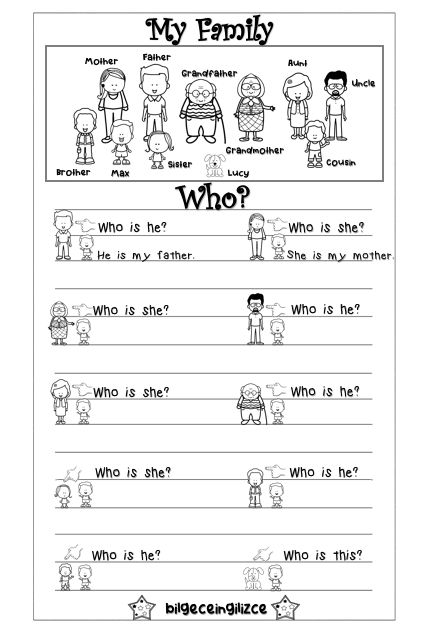 Ejercicio de familia en inglés
