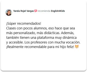Reseña de un padre de familia: Clases con pocos alumnos, eso hace que sea más personalizado.
